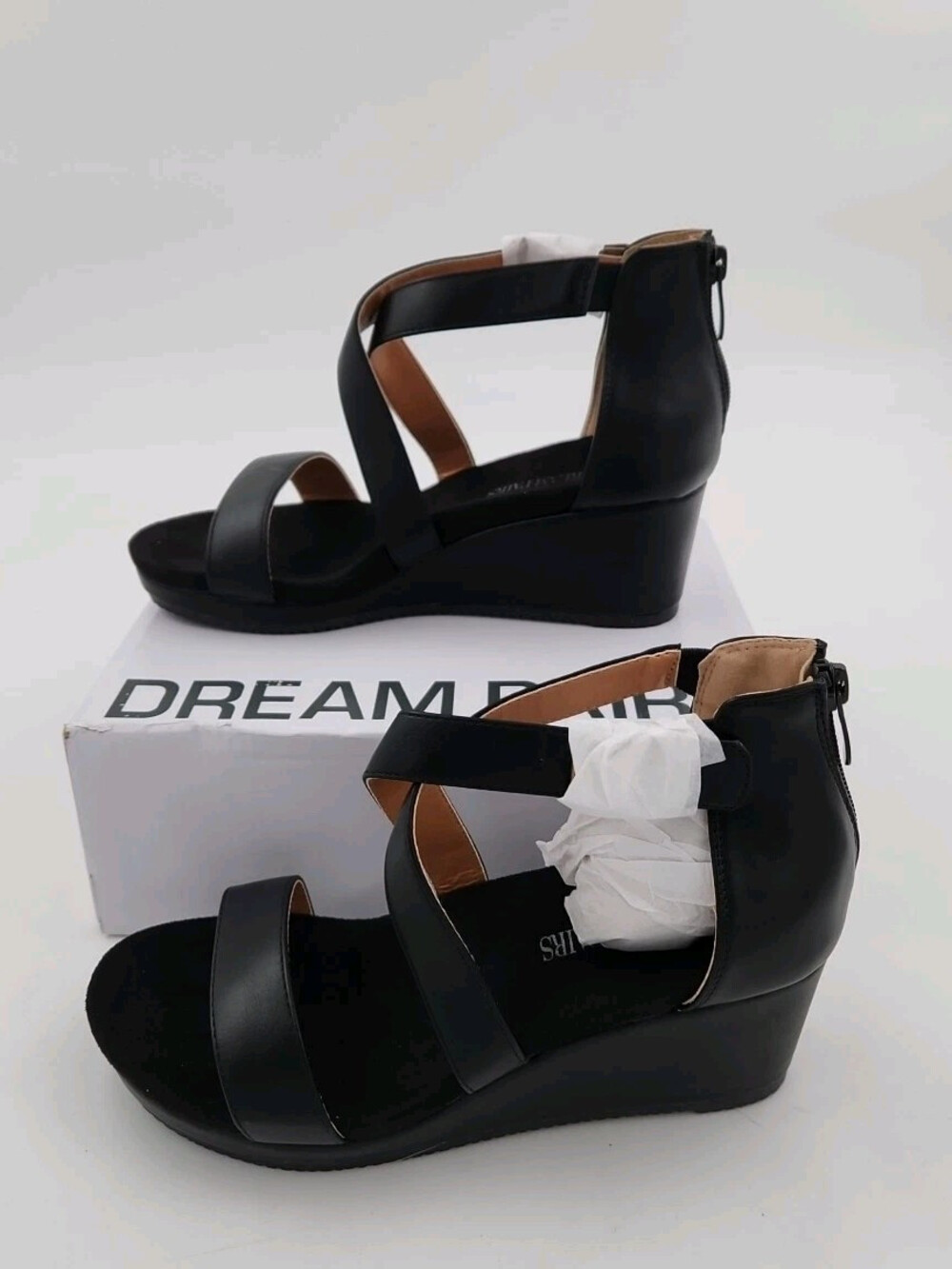 DREAM PAIRS Women's Wedge Sandals Open Toe Ankle Strap Zip Platform Shoes Size 8